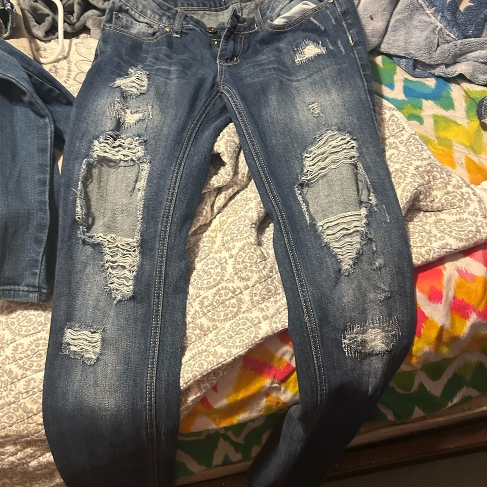 Soundgirl Distressed Light Blue Skinny Jeans